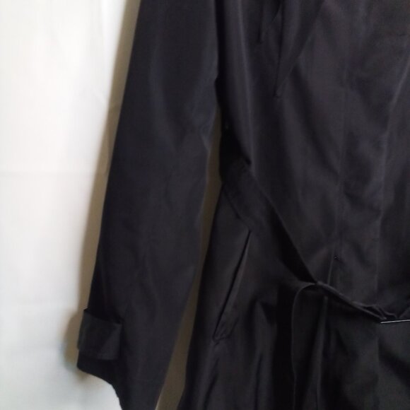 The Limited Jacket Trench Coat Women M Ruffle Belt Pockets Hidden Buttons Black - Picture 5 of 15